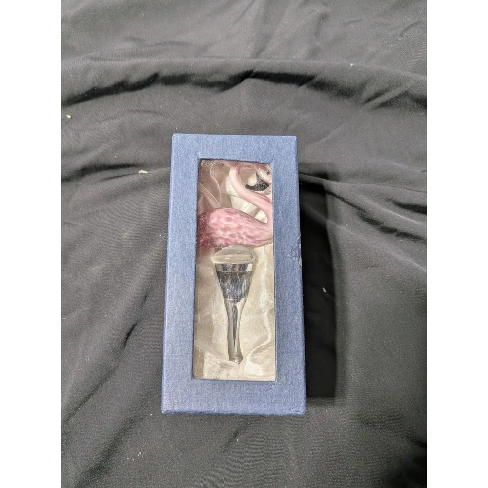 Art Glass Pink Flamingo Wine Bottle Stopper with Original‎ Gift Box